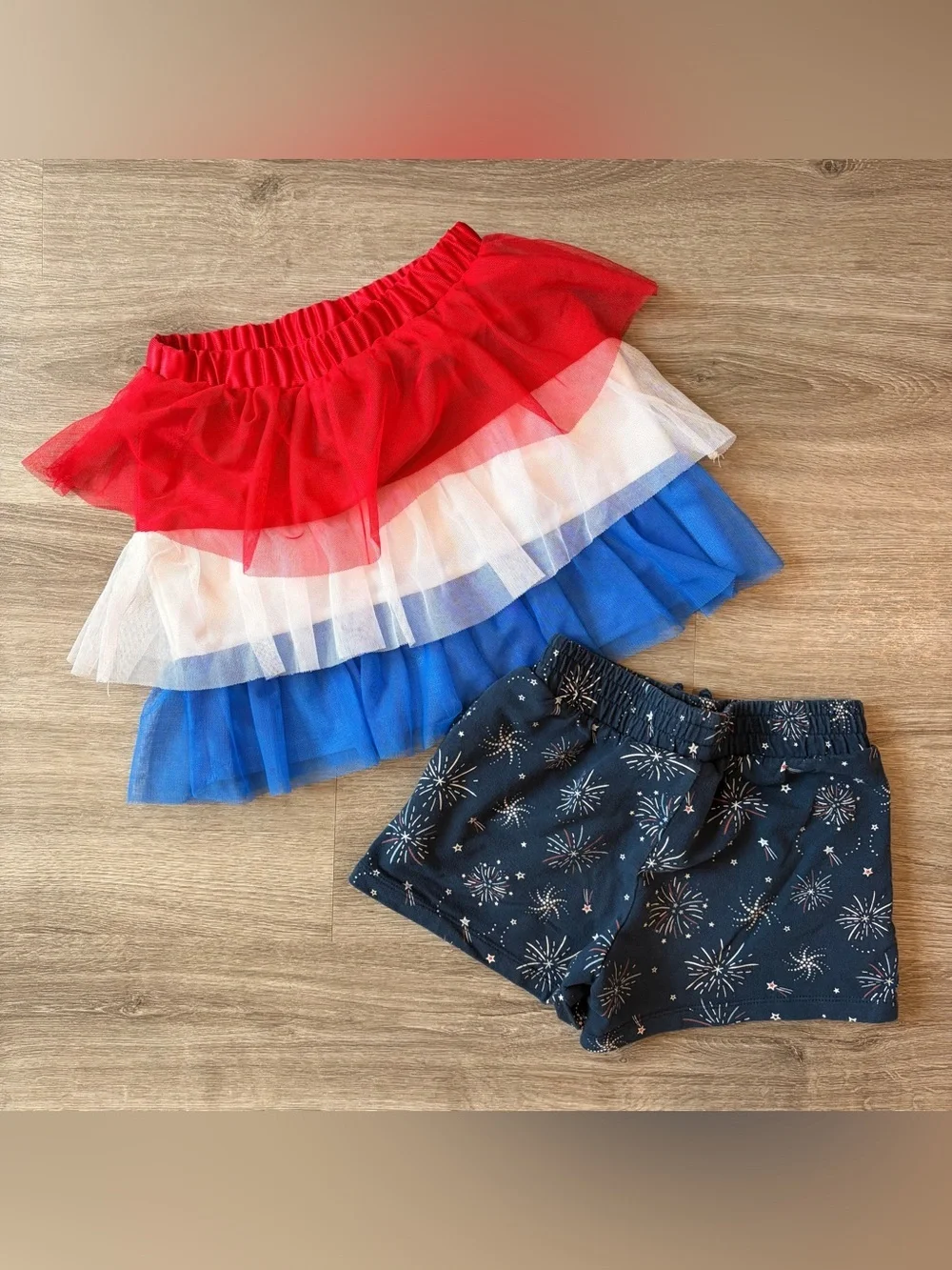 Wonder Nation little girls USA patriotic skirt and shorts